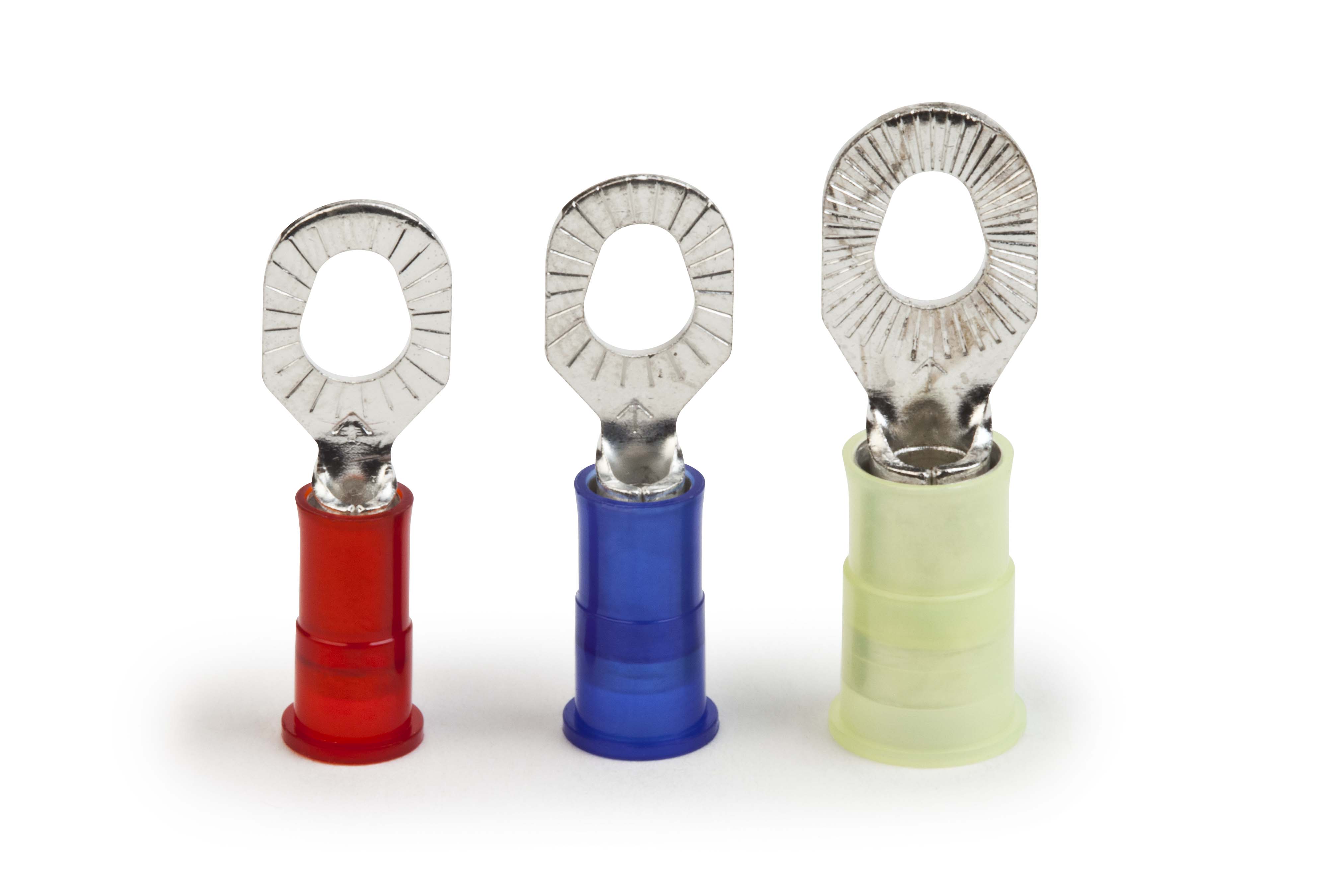 <ul><li>Heavy Duty Ring Terminals make solderless terminal consolidation easy! One terminal now replaces three, resulting in faster installation times, lower inventory costs, and less part numbers to worry about. </li><li>.050 in thickness </li><li>Yellow nylon w/black stripe</li></ul>|